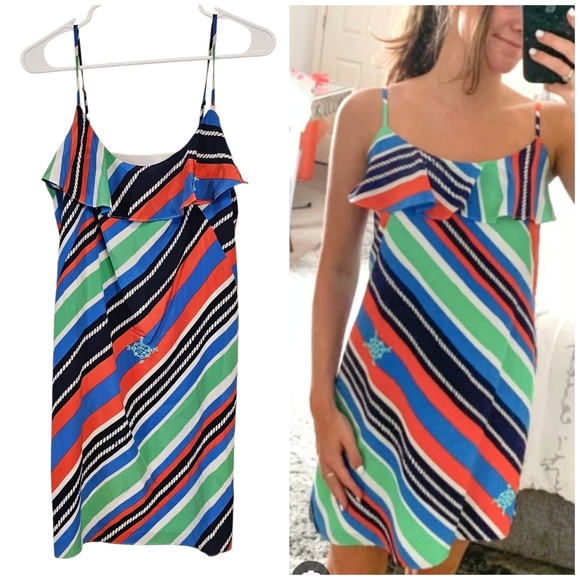 Lilly Pulitzer Dresses & Skirts - Lilly Pulitzer Overboard Striped Nautical Compass Slik Layla Mini Dress